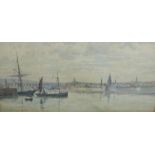 *FRANK WOOD. Harbour at North Berwick, signed and dated 1888, watercolour, 7 x 14 in