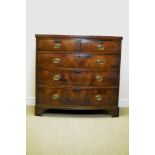 A 19th Century mahogany bow front Chest of two short and three long drawers on bracket feet, 3ft