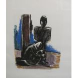 *JOSEF HERMANN. Two Figures, lithograph, pencil signed, 24 x 20 in; and a further print by another