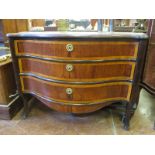 A 19th Century Louis XV style Commode with parquetry veneered and satinwood cross-banded top above