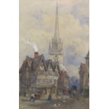 ENGLISH SCHOOL CIRCA 1860. A street scene with figures, watercolour, 12 x 8 in; and a watercolour by