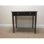 A 19th Century mahogany single drawer Side Table on square cut tapering supports, 31in W x 19in D