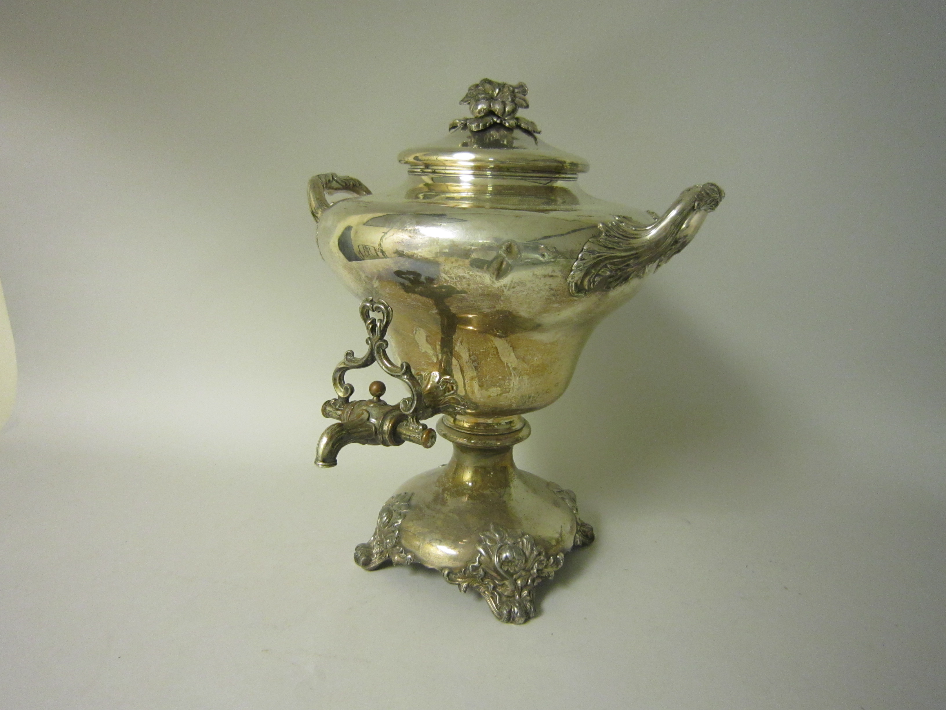 A Sheffield plated Samovar  with flower finial - Image 2 of 2