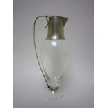 A modern silver mounted plain glass Claret Jug, Birmingham 2000