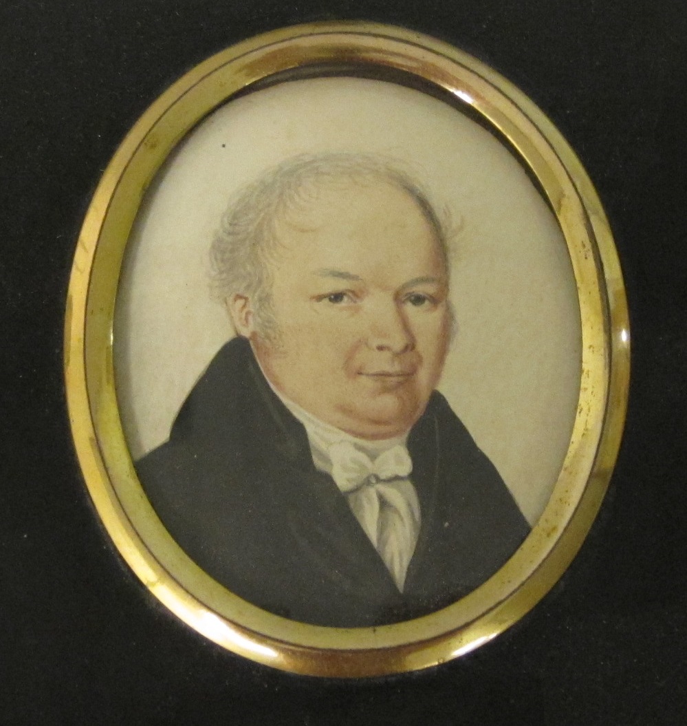 ENGLISH SCHOOL C. 1835. Portrait miniature of a Gentleman, head and shoulders wearing a dark Coat,