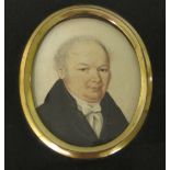 ENGLISH SCHOOL C. 1835. Portrait miniature of a Gentleman, head and shoulders wearing a dark Coat,