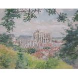 *JOHN HENRY LORIMER. View towards a Church through trees, possibly Arundel, signed in pencil,