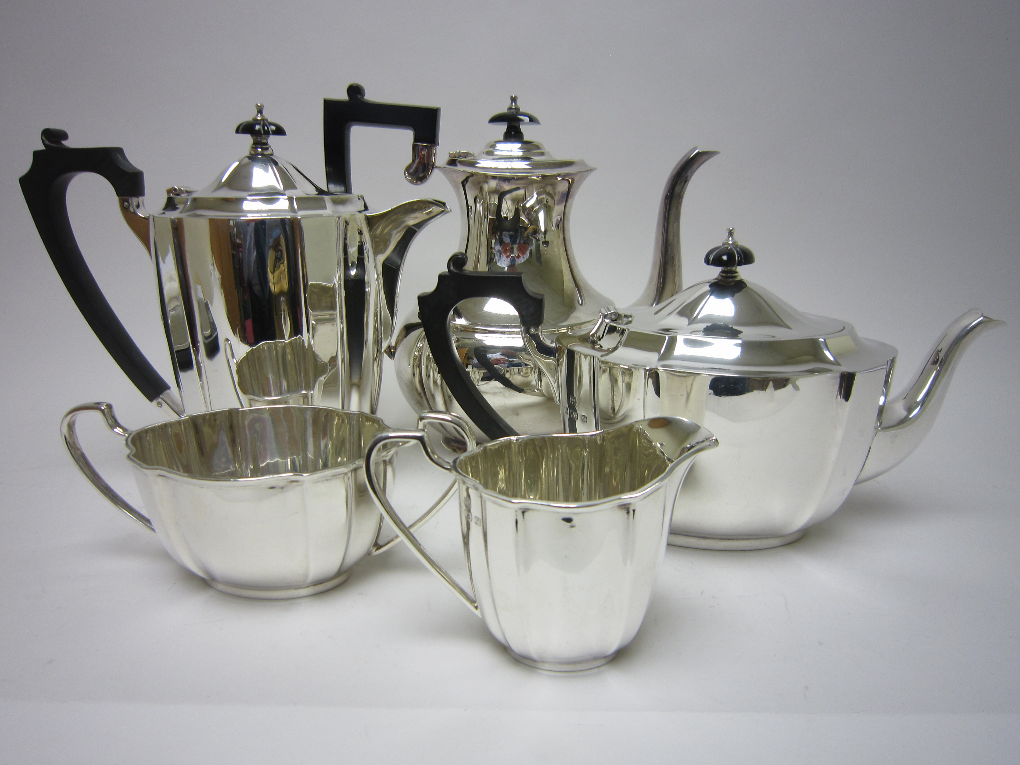 An Edward VIII/George VI four piece silver shaped oval Tea Service, Birmingham 1936/7 and a plated - Image 2 of 2