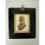 ATTRIBUTED TO JOHN FIELD. Portrait silhouette of a Gentleman, bust-length, facing left on card,