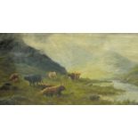 ATTRIBUTED TO ROBERT CLEMINSON. Highland cattle by a river, bears signature ‘J. Keith’, oil on