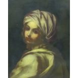 AFTER GUIDO RENI. Portrait of a girl said to be Beatrice Cenci, wearing white headdress
