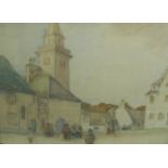 *FOLLOWER OF ARTHUR MELVILLE. Figures in the square of a town, watercolour, 14 x 17 1/2 in; and a
