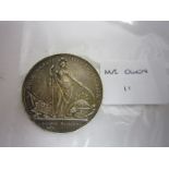 George II, Jernegans Lottery 1736 silver Medal, obv. Fig of Minerva,  Both hands filled for Britain,