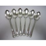 Six Victorian silver Table Spoons with feather edge stems, Birmingham 1883, maker: F Elkington