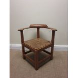 A rush seated Child’s Corner Chair in the Cotswold style on squared supports and stretchers