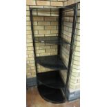 A Pierre Vandel, Paris designed Corner Unit with black glass open shelves, 5ft 7in