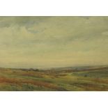 ARTHUR REGINALD SMITH, RWS. Downland landscape with cattle at Pasture, signed, watercolour, 12 1/2 x