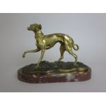 A bronze Figure of a Whippet on marble effect base, 8 x 6in
