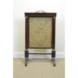 A 19th Century mahogany Firescreen with tapestry panel, brass mounted turned columns and cheval