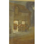 E. MEADE KING. At a Stable Door, signed, watercolour, 19 x 12 1/2 in