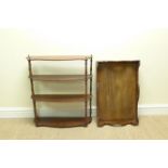 A Set of 19th Century mahogany serpentine Wall Shelves with finely turned supports, 29in H, and a