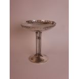 A silver plated Art Deco Comport with circular base of four square cut supports and pierced rim,