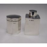 A George V octagonal silver Tea Caddy with hinged lid, engraved initials to lid, Sheffield 1931,