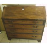 A 19th Century mahogany Bureau with fitted interior above four long drawers on bracket feet, 3ft