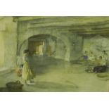 SIR WILLIAM RUSSELL FLINT. Festal Preparations, Mamosque, reproduction in colours, pencil signed,