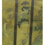 JAPANESE SCHOOL, 19th CENTURY. Figures crossing a Bridge; A Heron at a lake-side; and Figures