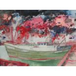 JOHN BELLANY R.A. The Fisherboat ‘Argonaut’, signed, watercolour, 22 x 29 in