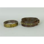 A 19th Century brass Dog Collar and brass studded leather example