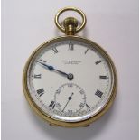 A J.W. Benson Pocket Watch, the white enamel dial with roman numerals and subsidiary dial in 9ct