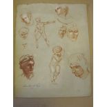 *ADRIAN CROMWELL-CLYNE. A Folio of assorted drawings and watercolours depicting portrait,