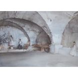 SIR WILLIAM RUSSELL FLINT. Dubious Bernini, reproduction in colours, pencil signed, with