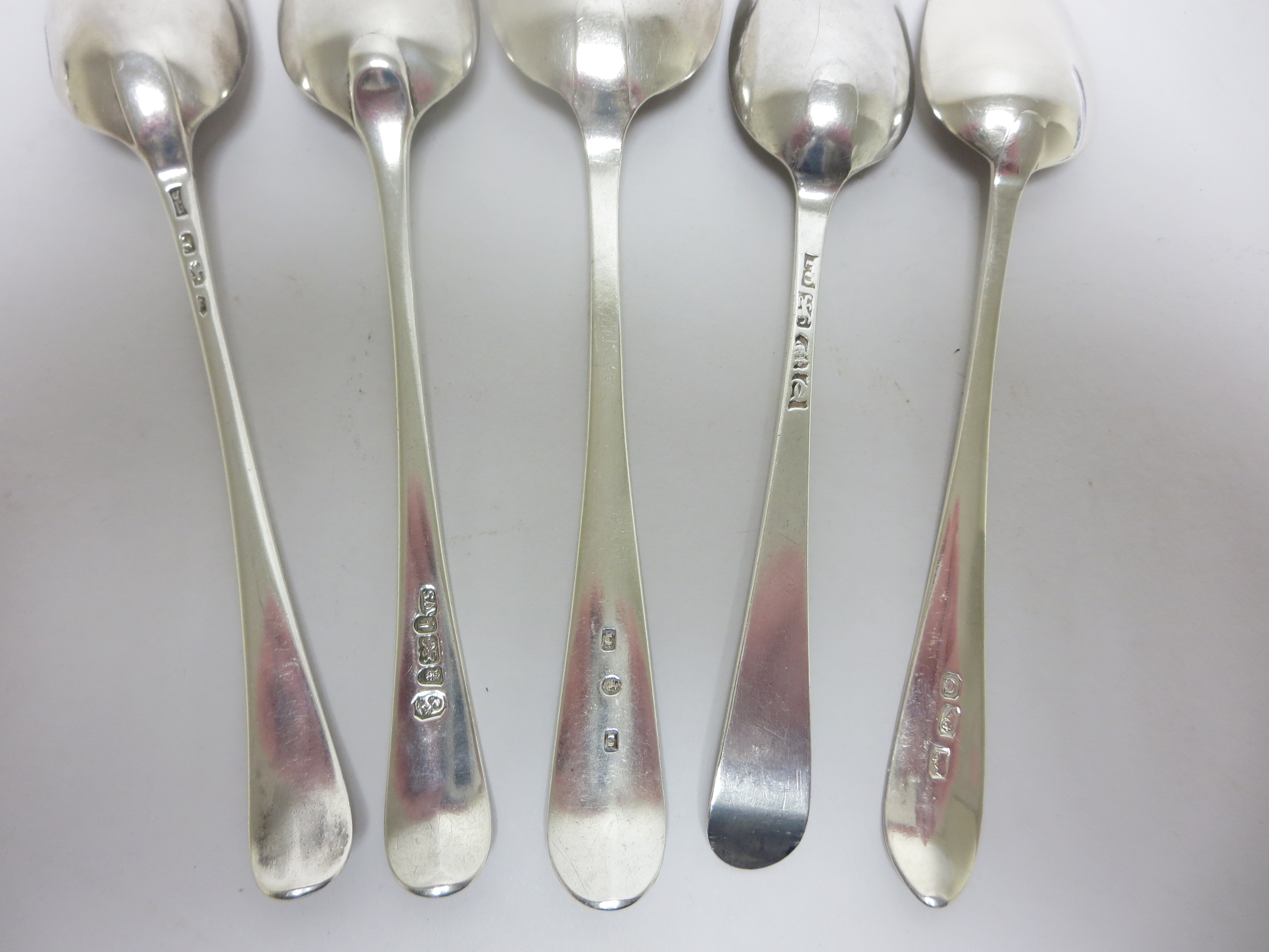 A Group of five George III silver Dessert Spoons, including Birmingham 1778, maker: E Sawyer, - Image 2 of 2