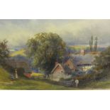 FRANK GRESLEY. On a Farmstead, signed, watercolour, 7 3/4 x 12 1/2 in