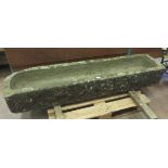 A 19th Century long Stone Trough with rounded ends, approx 6ft 2in x 1ft 4in