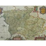 JOHANNES BLAEU. Montgomeria Mervinia, engraved map, coloured, 15 x 19 in; a reproduction of Saxton’s