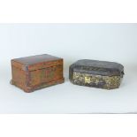 A boulle-work Jewellery Box with scrolled and foliate brass inlay, hinged cover, fitted interior and