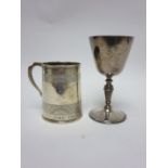 A Victorian silver Christening Mug with inscription, London 1871, and a silver Hereford Festival