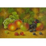 JOHN F SMITH. A Still Life of Fruit and Grapes on a bank, signed, watercolour, 6 1/2 x 9 1/2 in