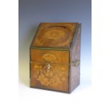 A 19th Century mahogany and marquetry Letter Box with stylised floral and shell design having