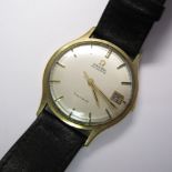 A Gentleman’s Omega Automatic Wristwatch, the silvered dial with hourly applied baton markers, sweep