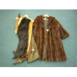 A large dark brown winter ermine Stole, golden brown 30’s Stole with tails, fox Stole with mask