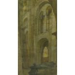 THOMAS MATTHEWS ROOKE. An Abbey Interior, said to be Westminster, watercolour, 19 x 10 in