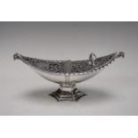 A George V silver boat shaped Incense Burner with rams mask handles and hinged pierced lid on