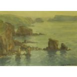 MARGARET WALLER. Coastal scene, Channel Islands, signed, watercolour, 10 x 13 1/4 in
