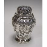 A Victorian silver spiral fluted and floral embossed Sugar Sifter, Sheffield 1898, maker: Walker &