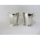 A pair of plated two-handled Wine Coolers with etched design, 9in